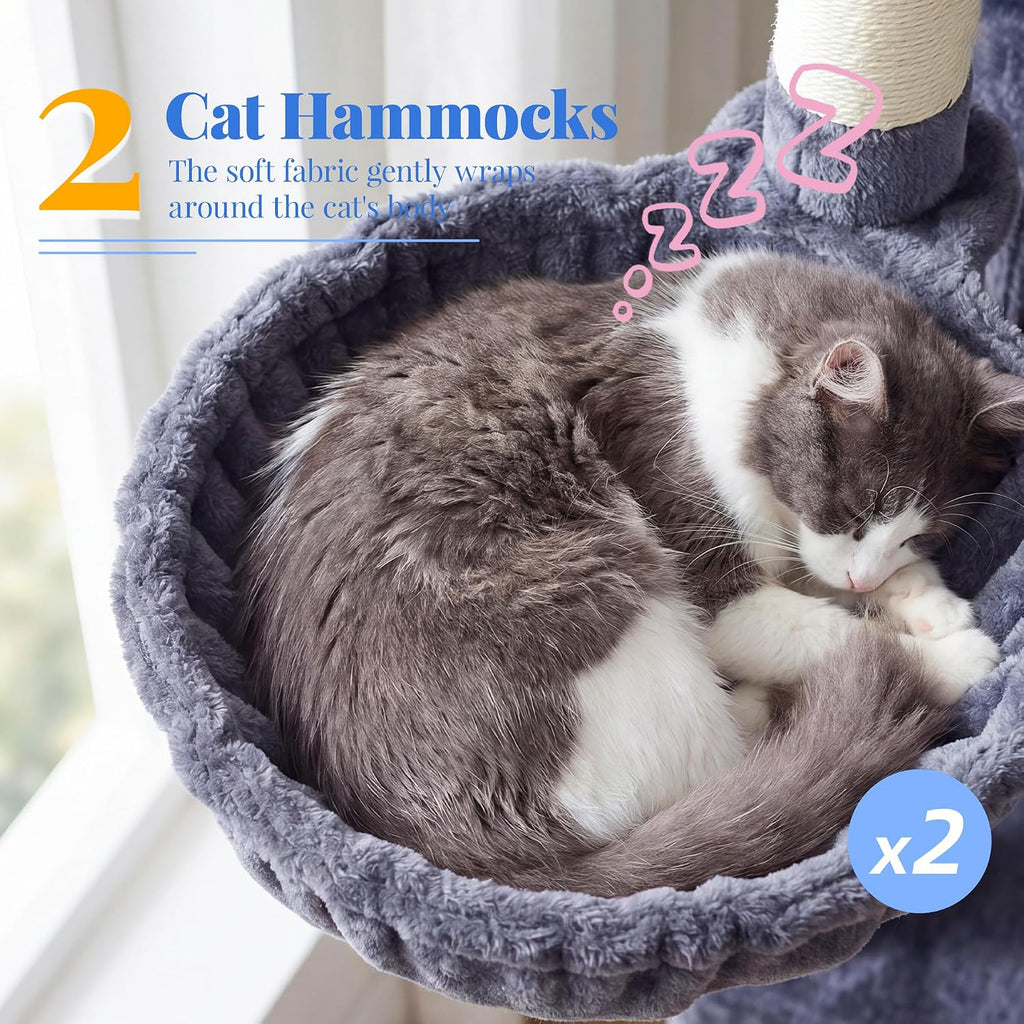 Hey-brother Cat Tree, Multi-Level Tower with 3 Condos, Hairbrush, MPJ035-MG