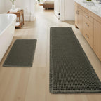 Upgraded Waffle Bath Mat Set of 2 Absorbent Bathroom Mat 18"x30" + 24"x48"