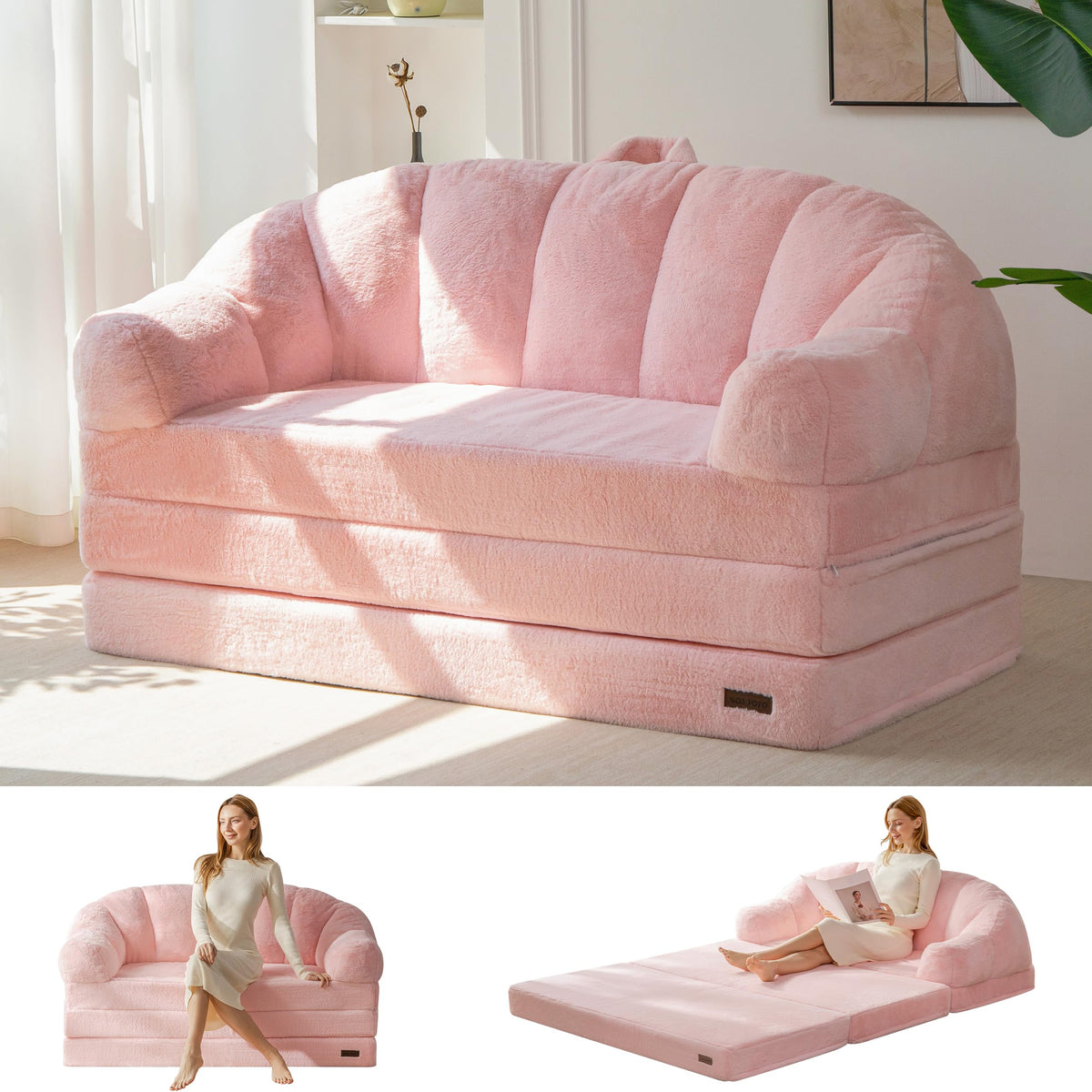 MAXYOYO Folding Sofa Bed, 2 in 1 Convertible Sofa to Lounger