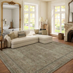 Washable Area Rugs for Living Room: 9x12 Bedroom Rug Boho Vintage Area Rug Stain Resistant Non Slip Low Pile Lightweight Soft Carpets for Dining Room Kitchen Nursery Kids Room Playroom Home Office