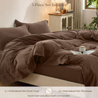 Duvet Cover Set Washed Cotton Embroidered Hem King 3‑Pcs