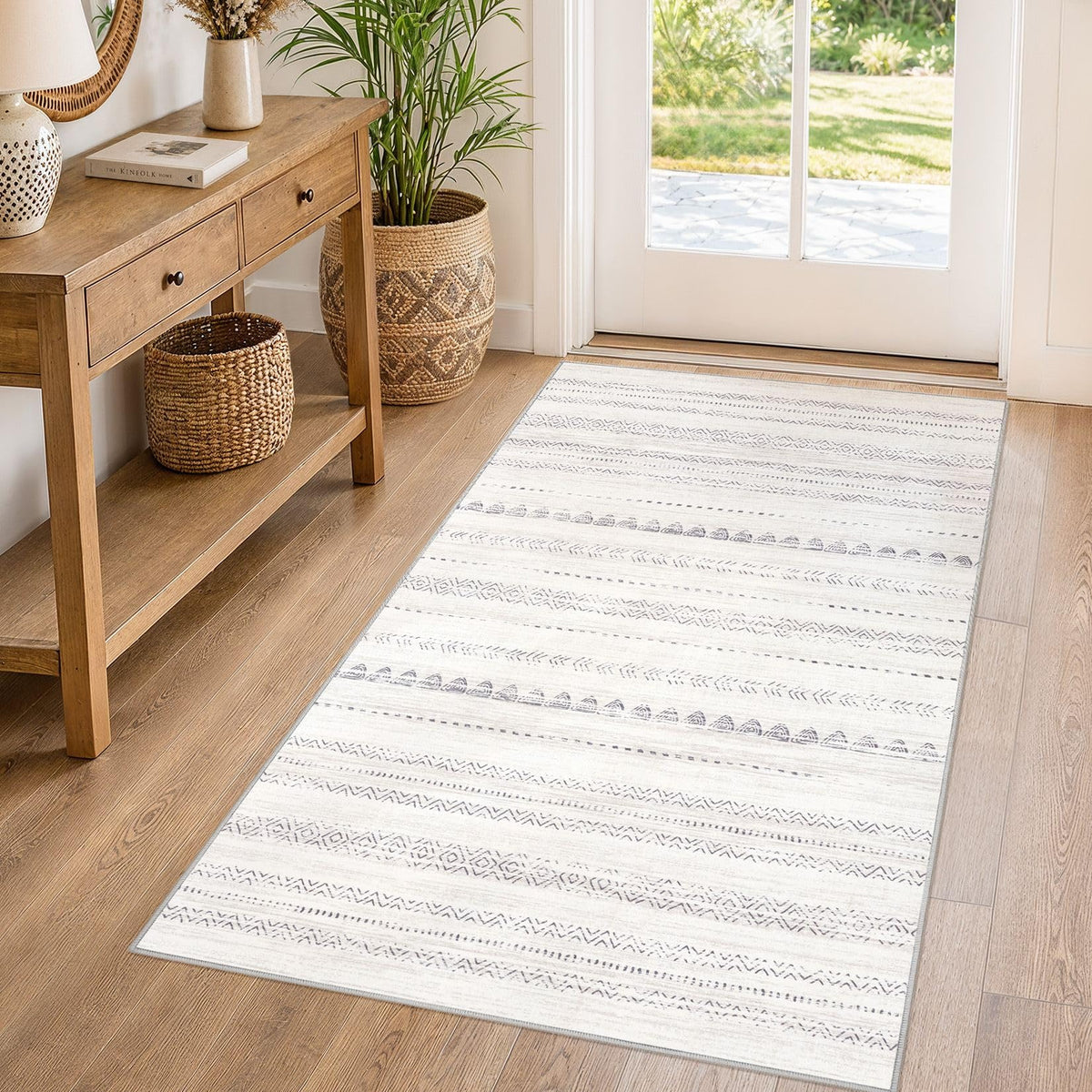 Nakagishi Boho 8x10 Area Rug Living Room Rugs Machine Washable Beige
