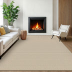 EARTHALL Woven Area Rugs 6x9 Ft Washable Living Room Rugs Non Slip Rubber Backed Dining Room Rug Braided Bedroom Rugs Indoor Floor Carpet for Living Room, Bedroom, Dining Room, Beige/Ivory