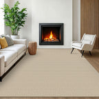 EARTHALL Woven Area Rugs 6x9 Ft Washable Living Room Rugs Non Slip Rubber Backed Dining Room Rug Braided Bedroom Rugs Indoor Floor Carpet for Living Room, Bedroom, Dining Room, Beige/Ivory