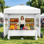 10x10 Pop Up Canopy Tent with Dual Vented Roof, One Push Setup, White