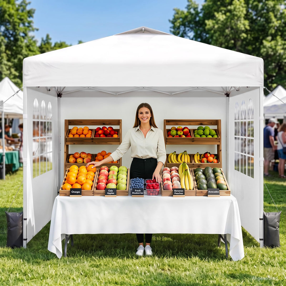 10x10 Pop Up Canopy Tent with Dual Vented Roof, One Push Setup, White