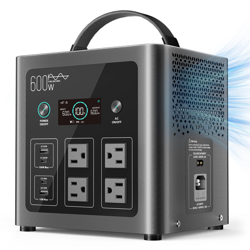 LIBRIDS Portable Power Station 640Wh, 1200W Surge, Solar Generator 4 AC
