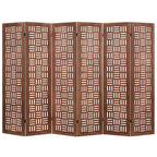 GIANTEX 3 Panel Folding Room Divider with Mesh Window, Distressed Brown
