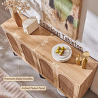 IFGET 61.75" W Modern Arched Sideboard Buffet Cabinet with Storage, Natural