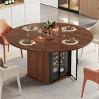 IBF 47" White Faux Marble Round Dining Table with Storage for Dining Room