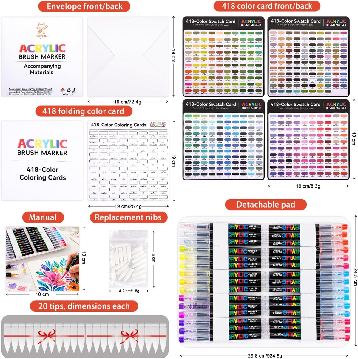 AROIC 418 Acrylic Paint Markers, Professional Brush Tip Acrylic Paint Pens