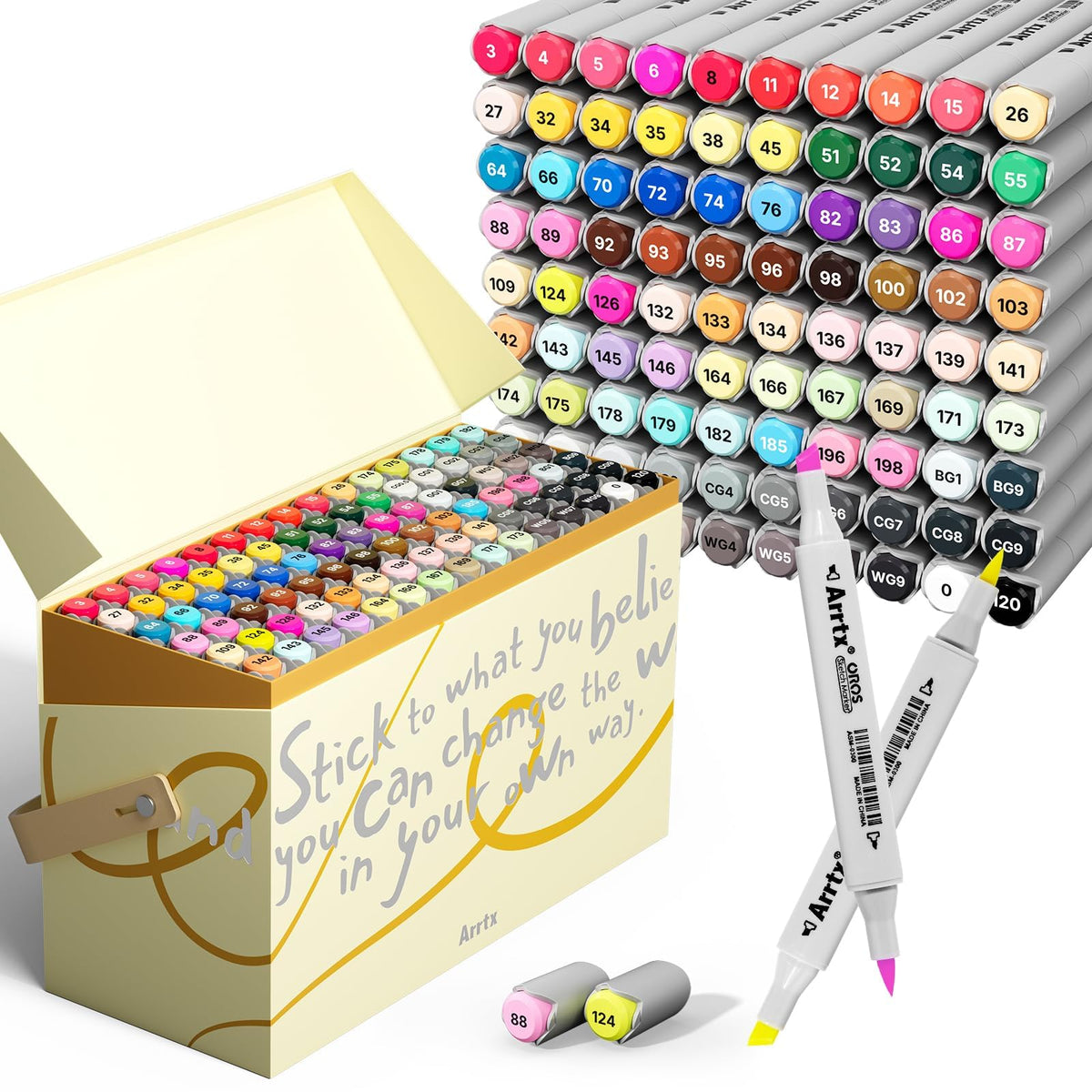 Arrtx OROS 90 Colors Alcohol Markers, Brush & Chisel