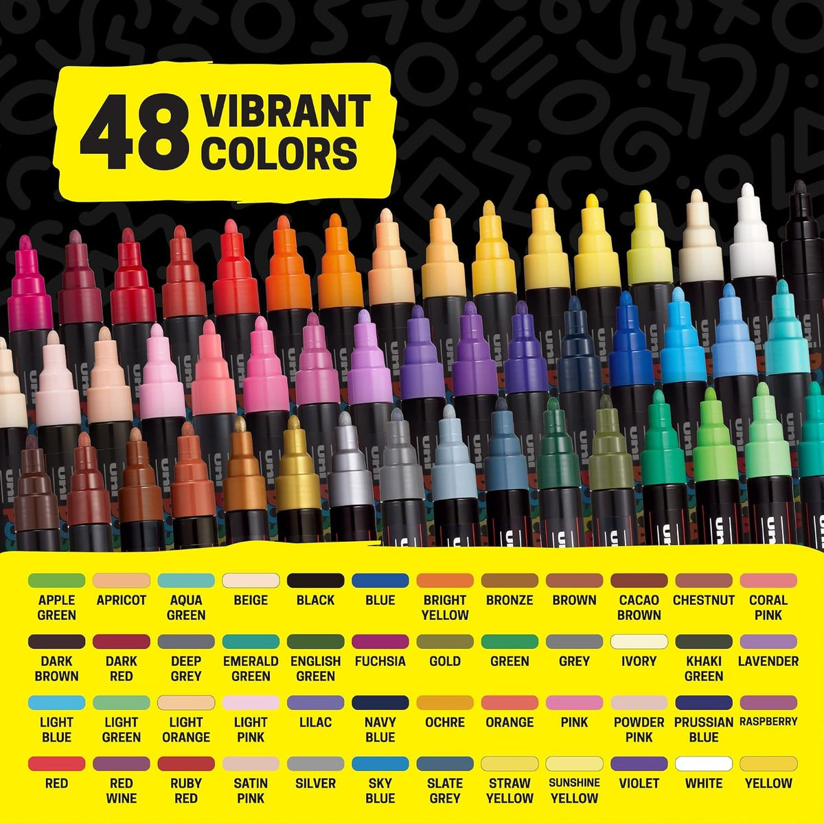 posca® PC-5M Water-Based Acrylic Paint Markers, Medium Tip, 48 Count