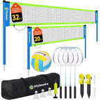 Portable Outdoor Volleyball Badminton Combo Net Set with 2 Nets