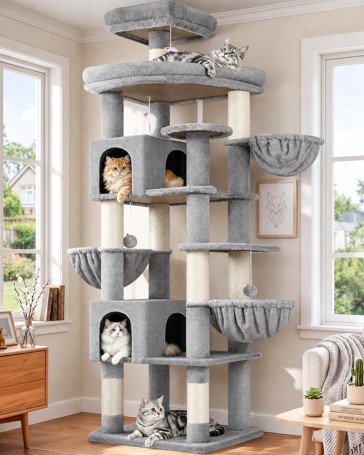 Globlazer 82in Extra Large Cat Tree Tower for Indoor Cats Large Adult, S82