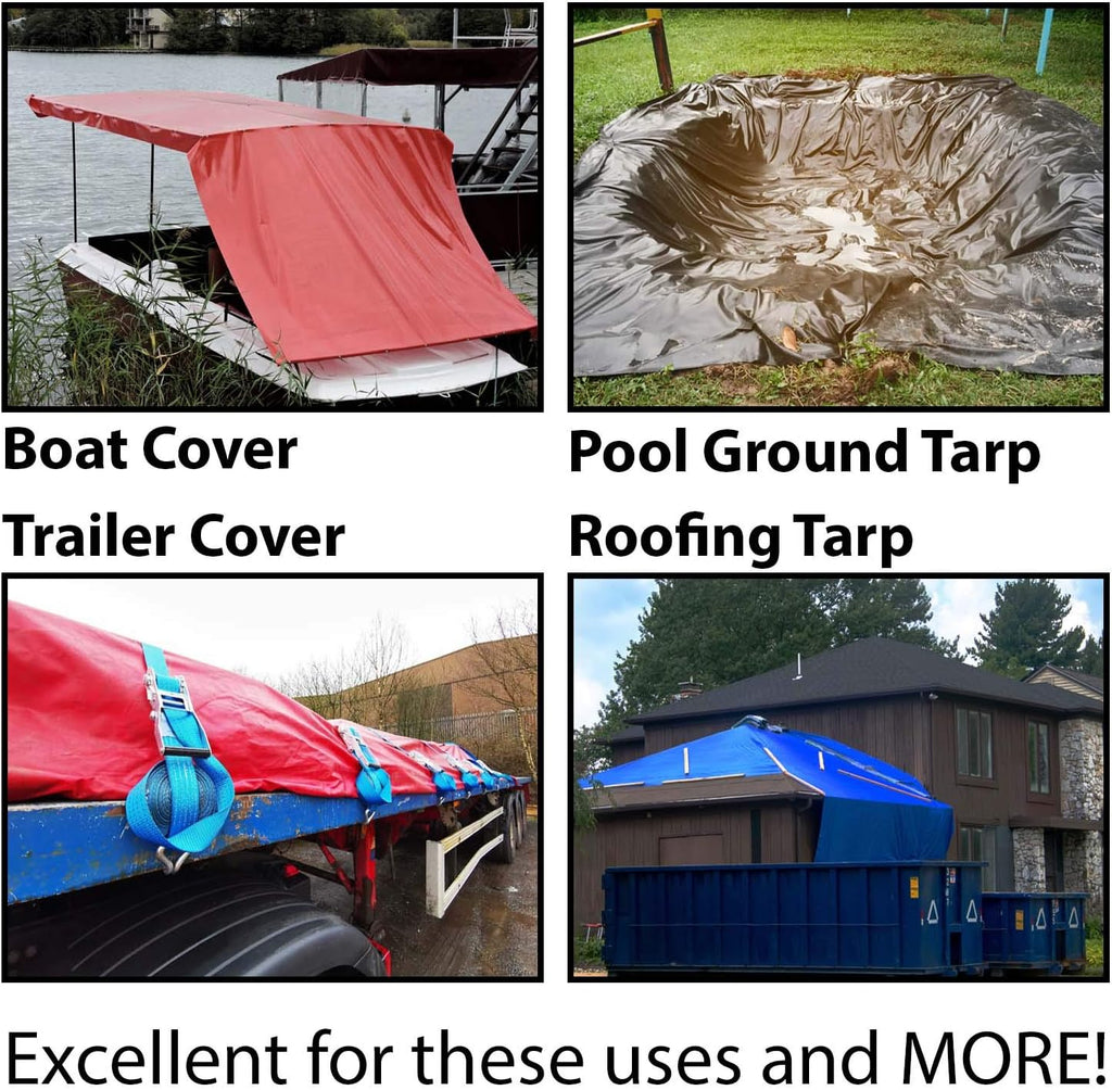 Heavy Duty Tarp, 12mil Thick PVC Vinyl, 10' x 12', White