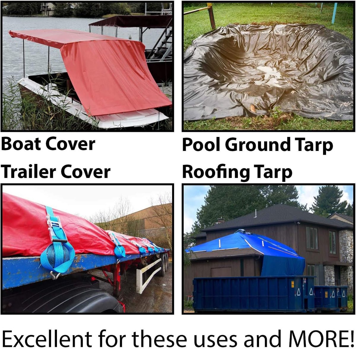 Heavy Duty Tarp, 12mil Thick PVC Vinyl, 10' x 12', White