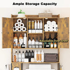 EasyCom 32" W Over The Toilet Storage Cabinet with Adjustable Shelves,Brown