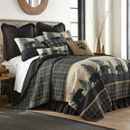 BLACK FOREST DECOR Timberland Plaid Bear Quilt 90" Wx90 L