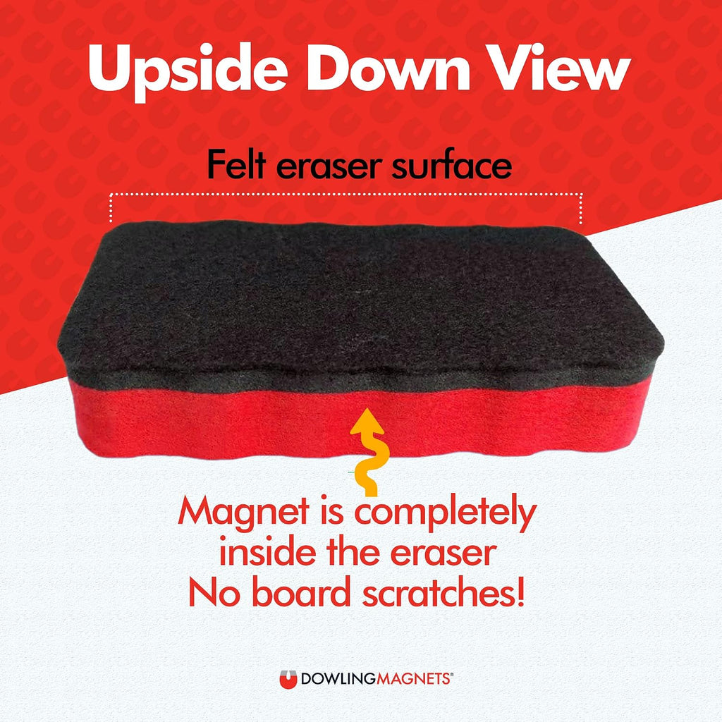 Dowling Magnets Case of 253 Magnetic Whiteboard Erasers: Solid Rectangle, Red Foam