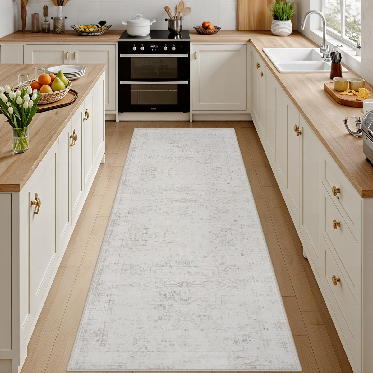 8x10 Area Rugs Living Room: Bedroom Washable Carpet Beige/Ivory