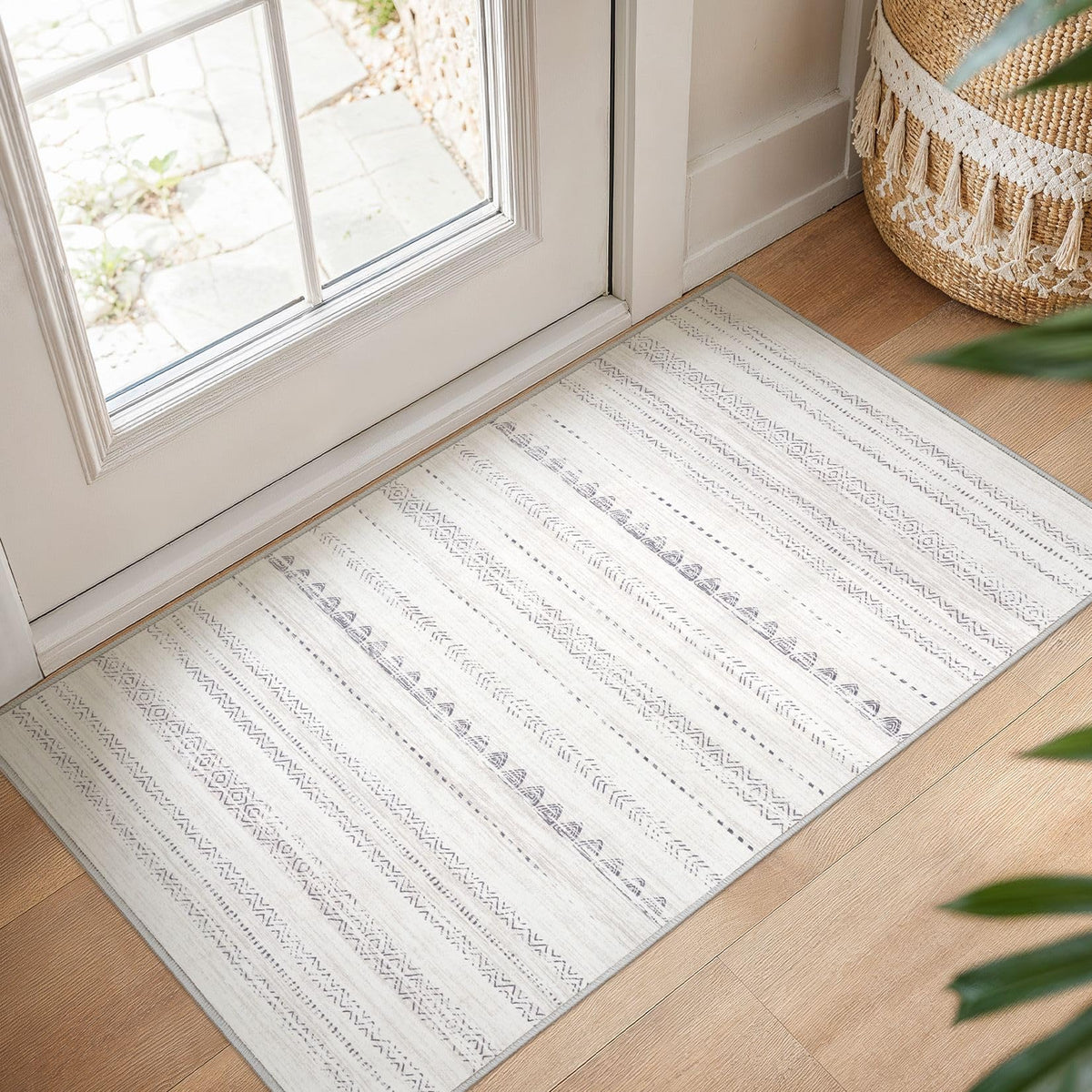 Nakagishi Boho 8x10 Area Rug Living Room Rugs Machine Washable Beige