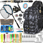 PLUSINNO Fishing Gear-Fishing Rod & Fishing Backpack, Fish Net,Tackle Box