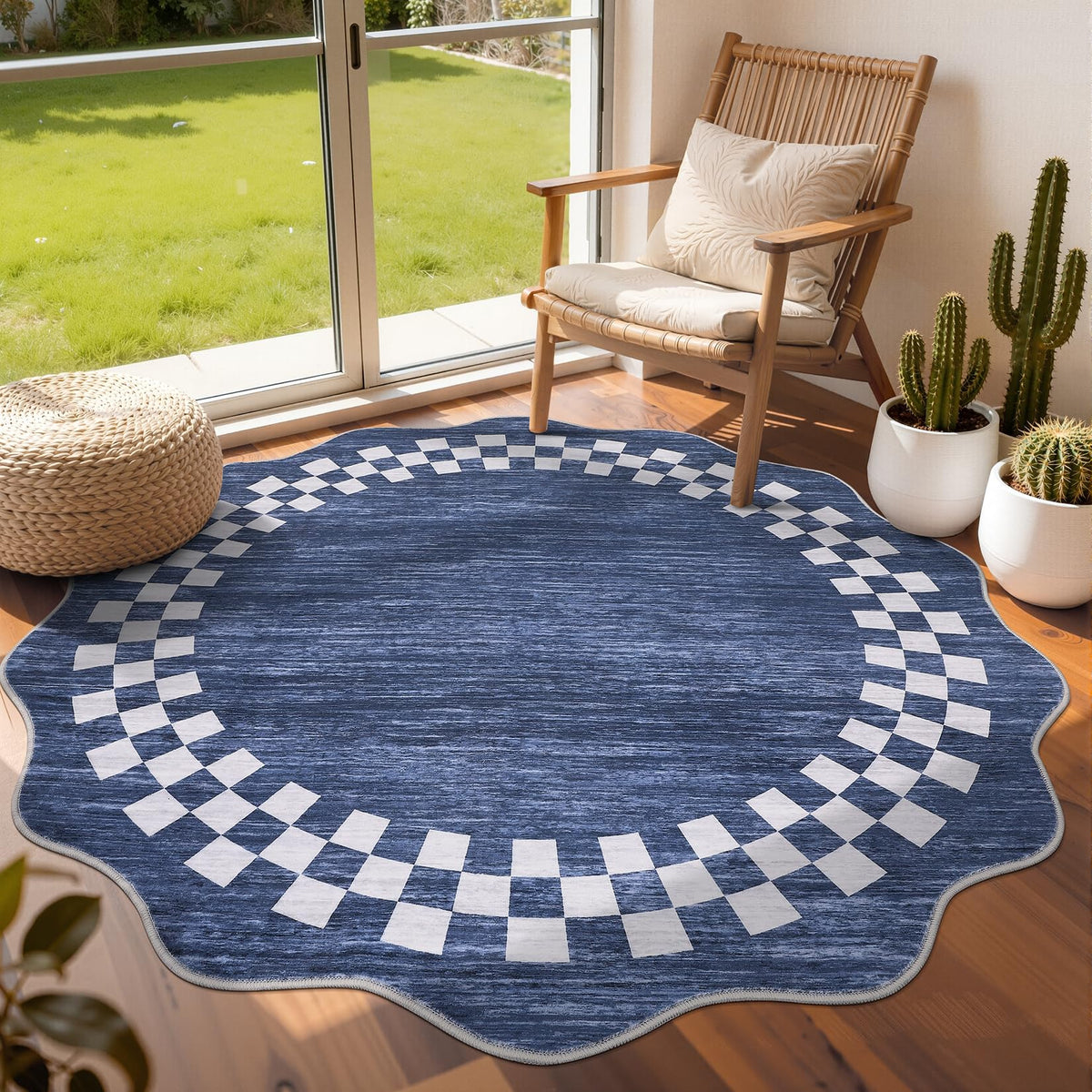 GarveeHome 5x7 Washable Area Rug Checkered Rug for Bedroom Living Room