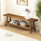HOKYHOKY Reclaimed Solid Wood Bench-55 Entryway Bench with Storage Shelf
