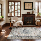 Washable Area Rugs for Living Room: 9x12 Bedroom Rug Boho Vintage Area Rug Stain Resistant Non Slip Low Pile Lightweight Soft Carpets for Dining Room Kitchen Nursery Kids Room Playroom Home Office