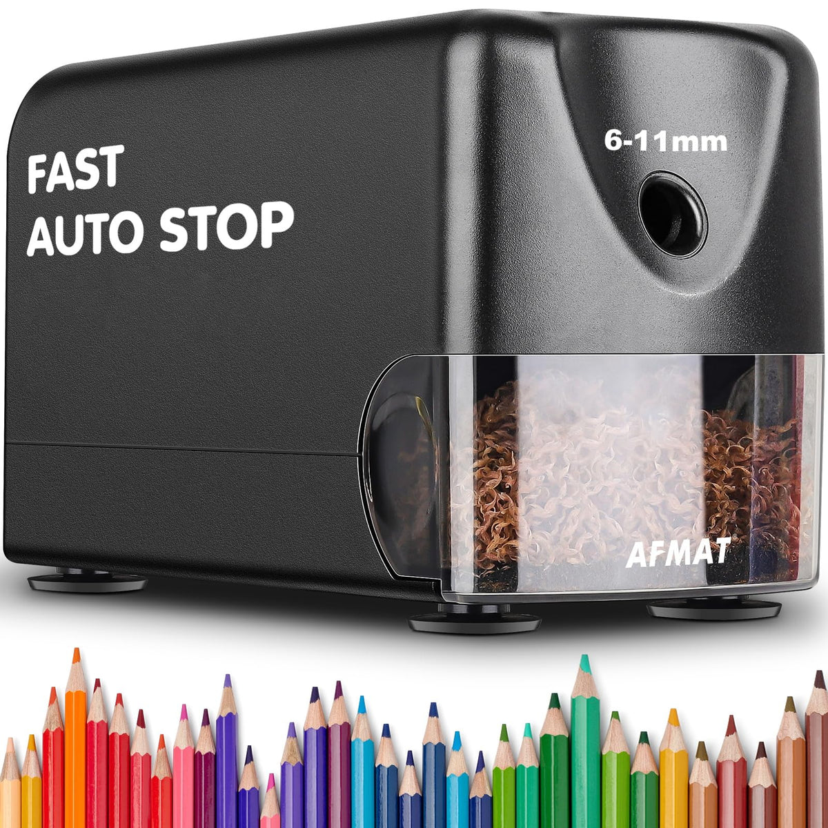 AFMAT Heavy Duty Electric Pencil Sharpener, Auto Stop Classroom Pencil Sharpeners for 6-11mm No.2/Colored Pencils, Pencil Sharpener for Large Pencils, Sharp Point, Save Pencil, PSX3 (Pack of 2)