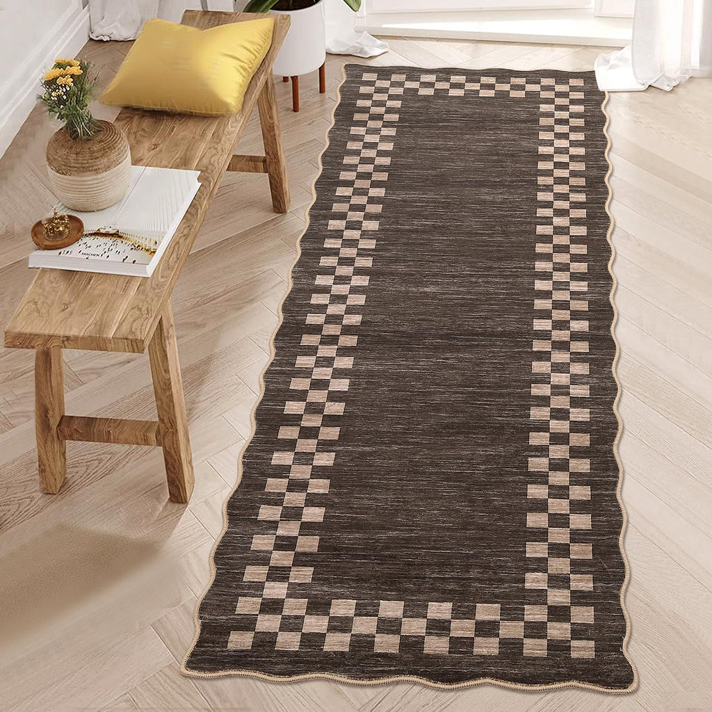 GarveeHome 5x7 Washable Area Rug Checkered Rug for Bedroom Living Room