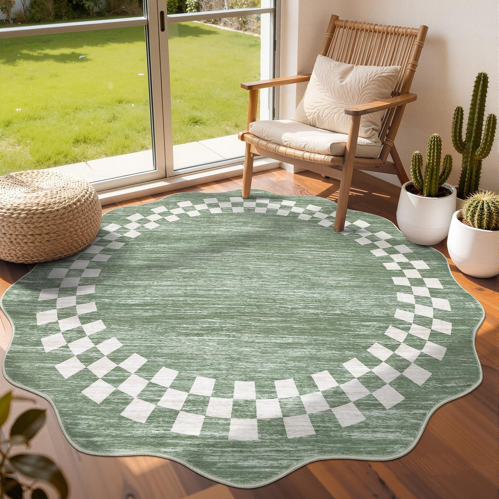 GarveeHome 5x7 Washable Area Rug Checkered Rug for Bedroom Living Room