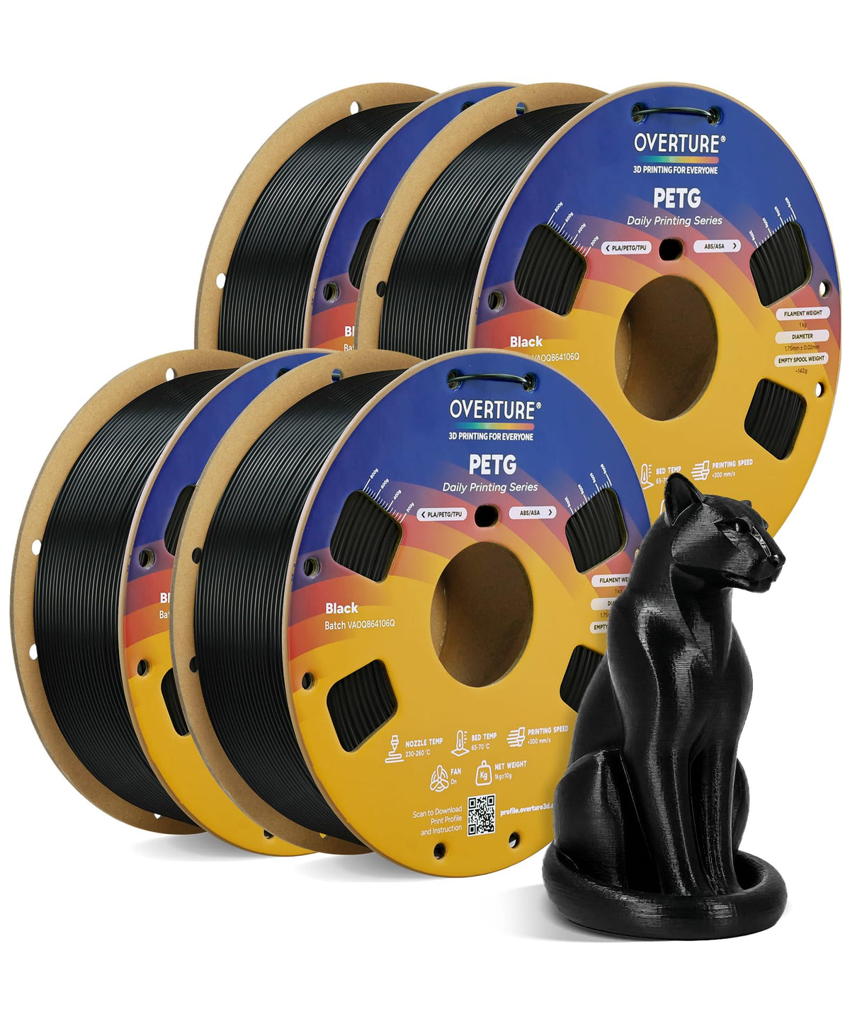OVERTURE 10KG Bundle High Speed PETG Filament 1.75mm, 3D Printer Filament