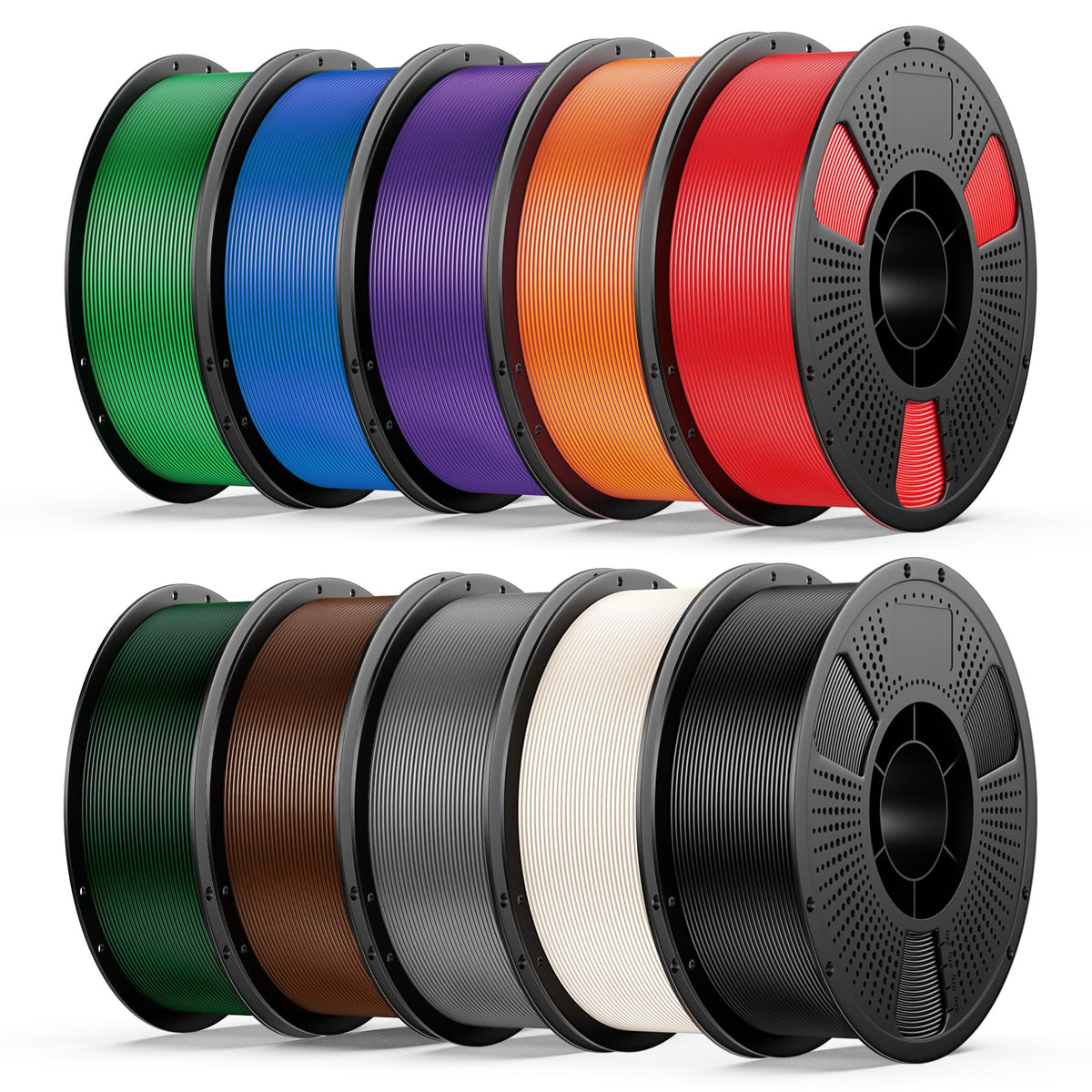 UJOY3D 10kg Hyper PLA+ 3D Printer Filament Bundle, Upgraded PLA+ Filament 1.75mm, 1kg Spool 10 Pack, Black+Cream White+Grey+Red+Cobalt Blue+Green+Christmas Green+Orange Yellow+Coffee Brown+Iris Purple