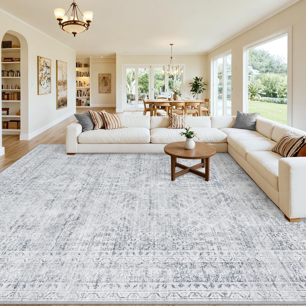 8x10 Area Rugs Living Room: Bedroom Washable Carpet Beige/Ivory
