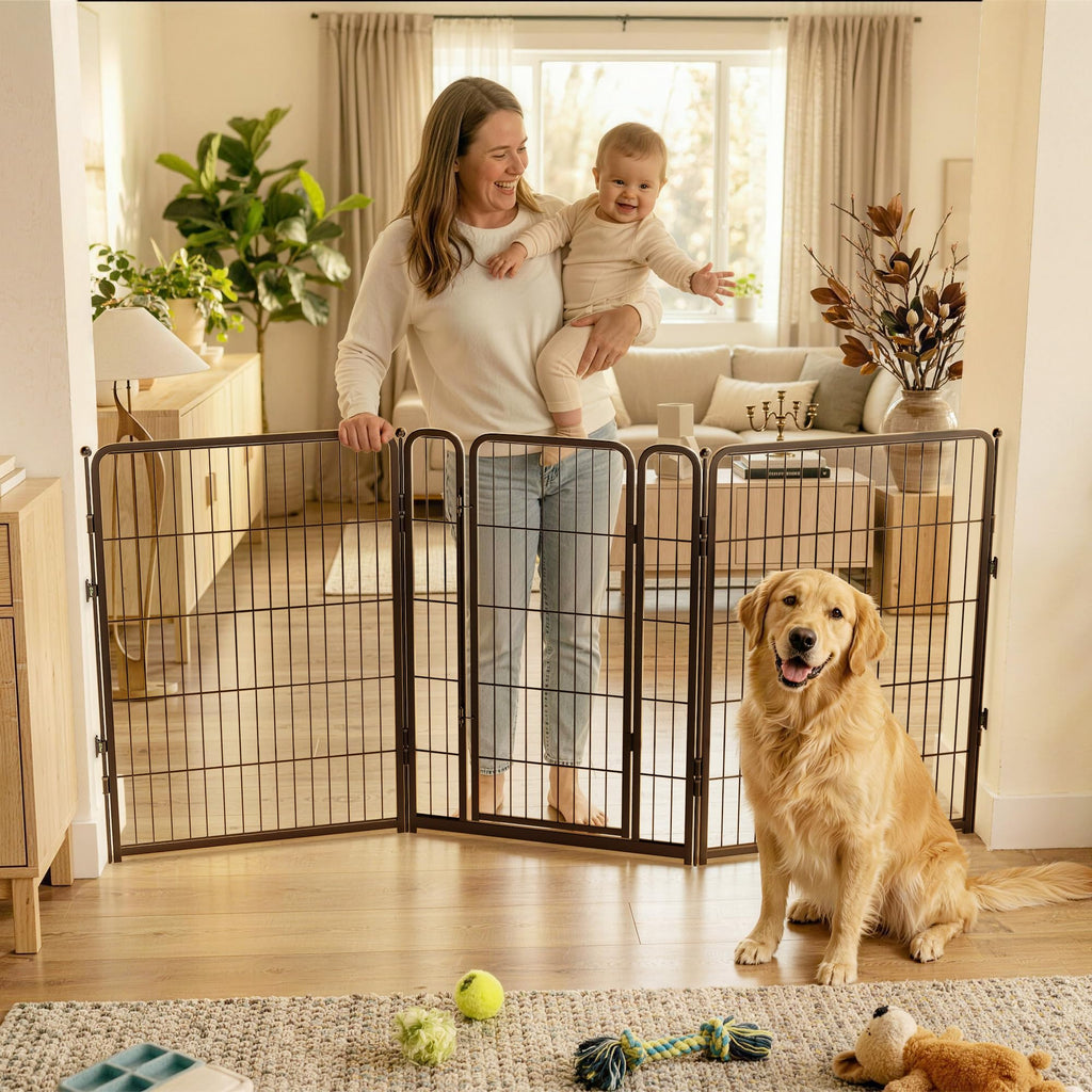 FXW Dog Gate, Extra Wide Adjustable for Openings Up to 111", 32" H