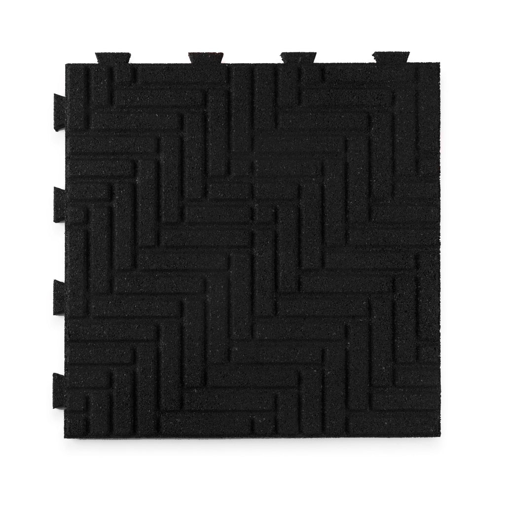 Playsafer Herringbone Rubber Interlocking Tiles | 16 X 16 | Easy Install for Indoor and Outdoor Use (Red, 20 Tiles)