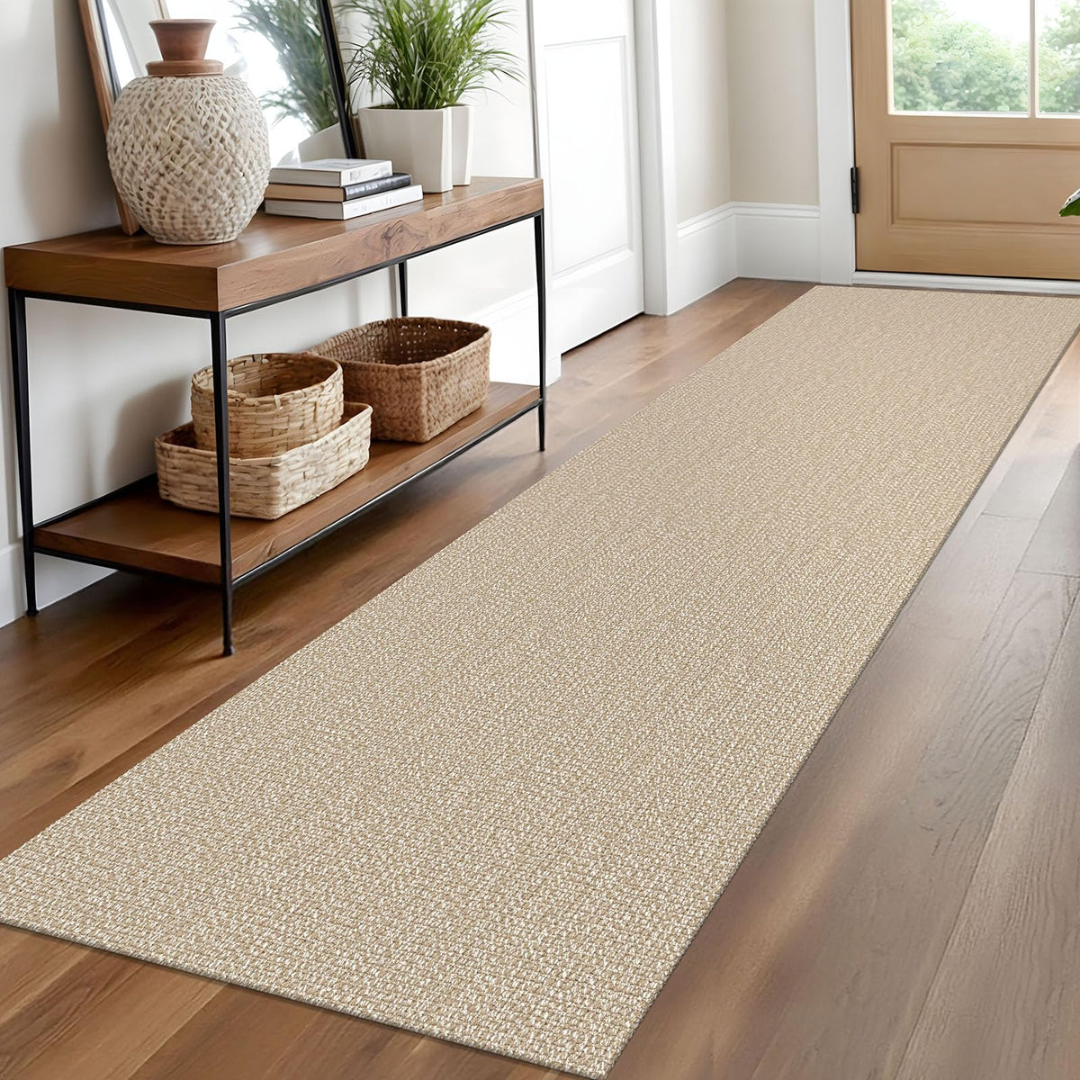 EARTHALL Washable Area Rug, Non Slip Living Room Rug, 5x7 Ft, Sand/Beige