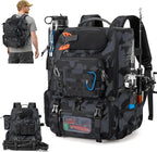 RAINSMORE Fishing Backpack 40L Tackle Backpack with Rod Holders & Cooler
