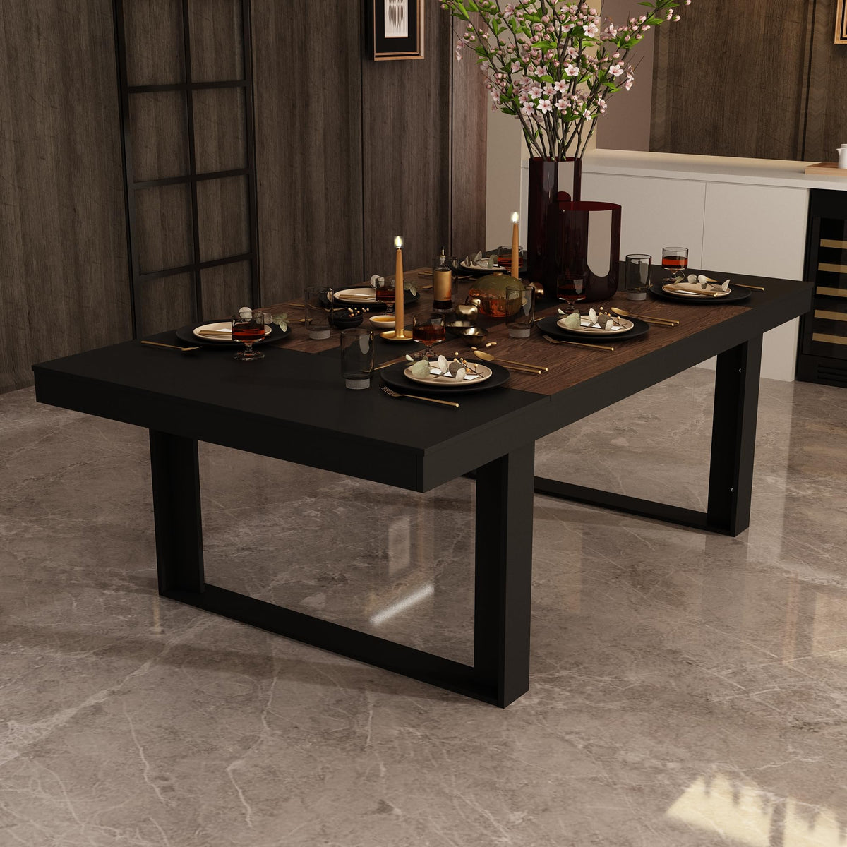 WOODTIME 86.6" W Dining Table for 8-10 People, Versatile Modern Wooden Dinner Table Kitchen Table for Dining Room Conference Room, Light Brown