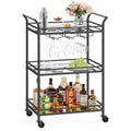 VASAGLE Bar Cart Gold, Large Home Bar Serving Cart with 3-Tier
