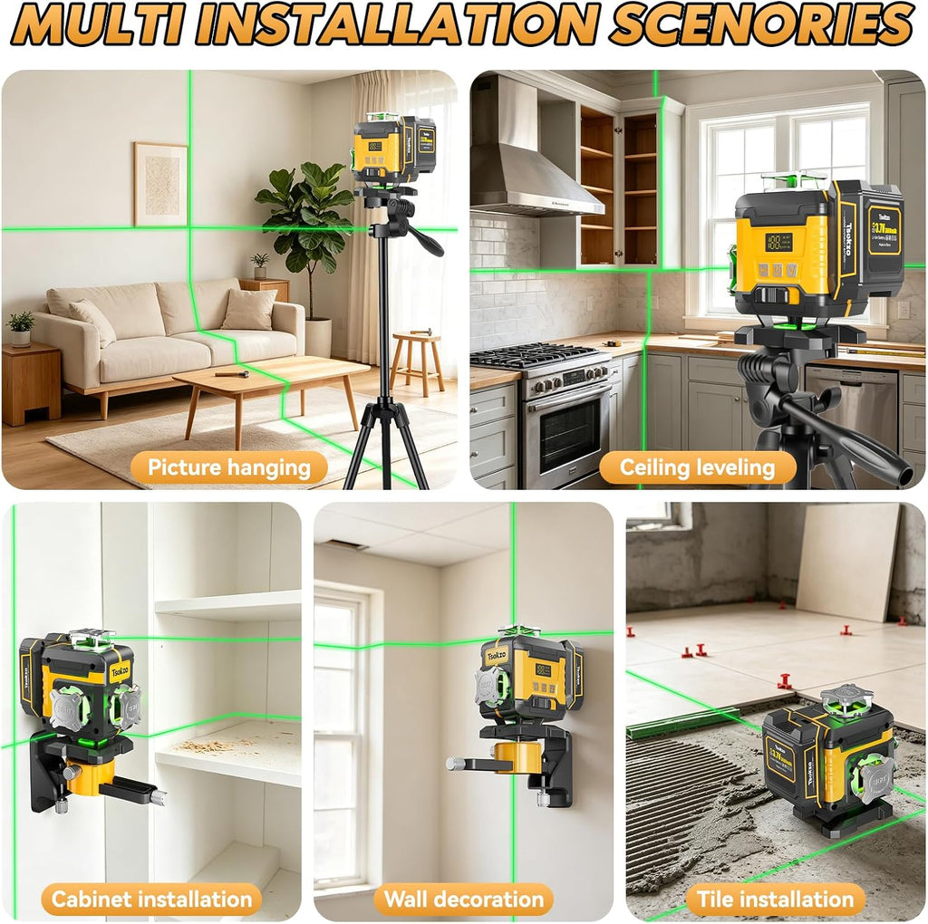 16 Lines Laser Level with Tripod, 4 X 360° Self Leveling for Construction