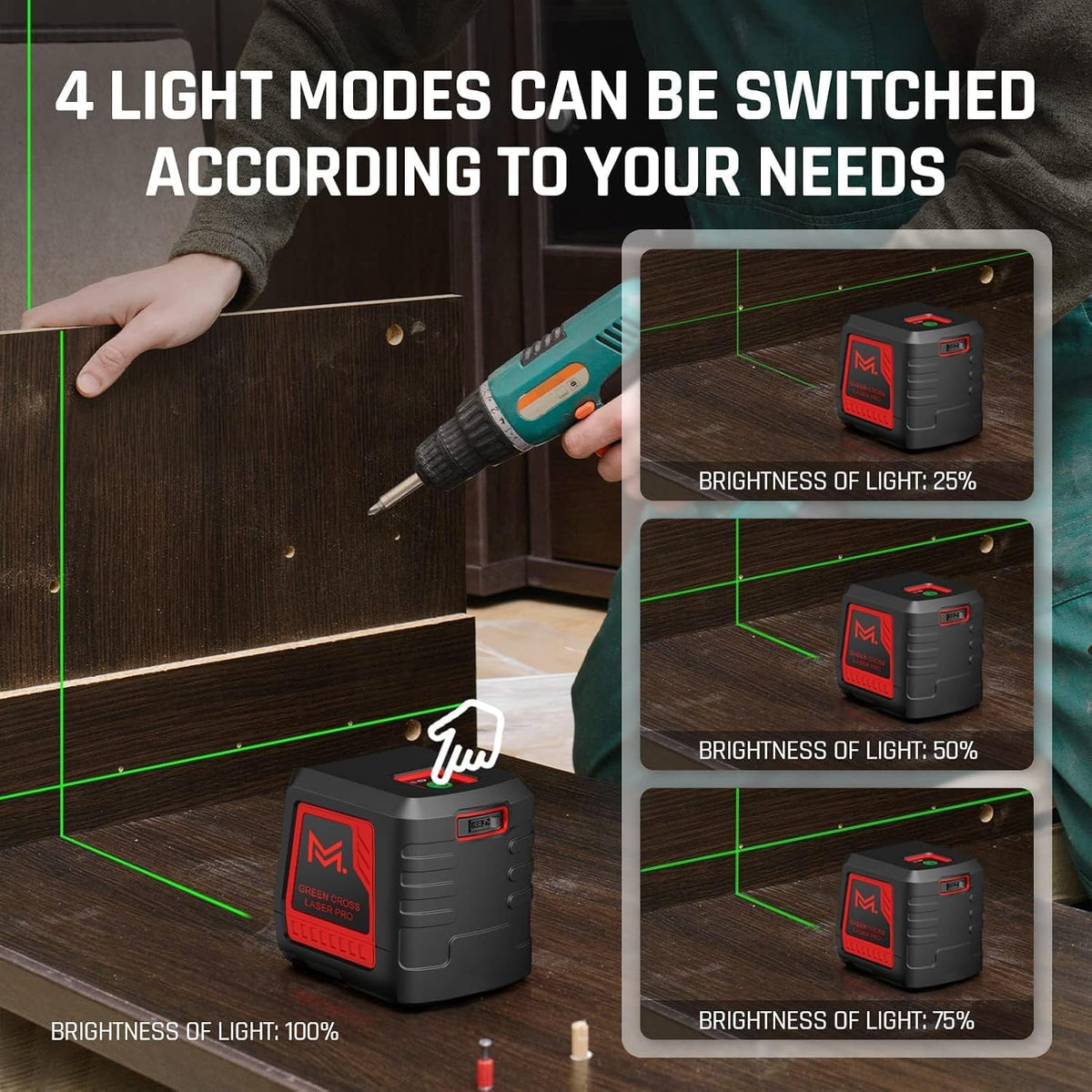 Laser Level 100ft Auto Leveling Green Cross Line 2-Wire Tripod Rechargeable