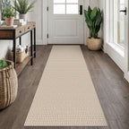 EARTHALL Woven Area Rugs 6x9 Ft Washable Living Room Rugs Non Slip Rubber Backed Dining Room Rug Braided Bedroom Rugs Indoor Floor Carpet for Living Room, Bedroom, Dining Room, Beige/Ivory