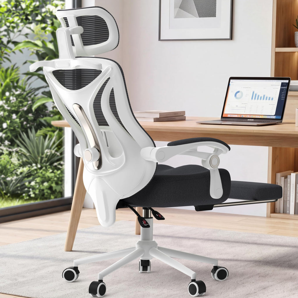 CYKOV Ergonomic Office Chair with Footrest, Reclining Mesh Back, 350 Lbs
