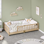 Full Montessori Floor Bed with Rails