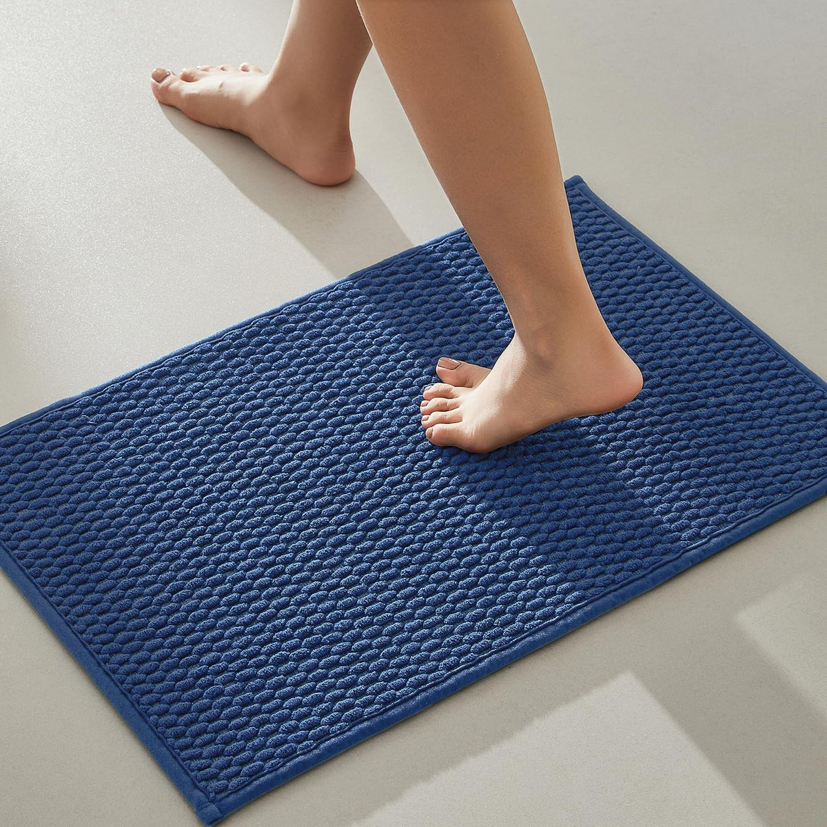 TYUU Bathroom Runner Rugs, Long Bath Mat Runner Washable Thin Quick Dry Low Pile Bathroom Runner Rugs Non Slip, Beige 24"x70"