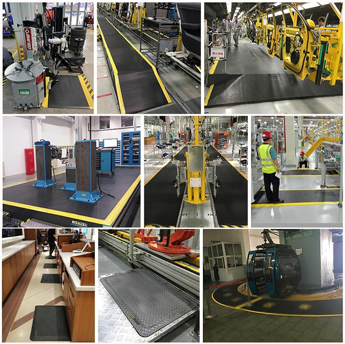 1PC Ergonomic Antistatic Anti-Fatigue Mats for Industrial & Home Use - Stress Relief Standing Mat with Yellow Border(2cmx50x180cm)