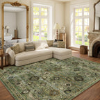 Washable Area Rugs for Living Room: 9x12 Bedroom Rug Boho Vintage Area Rug Stain Resistant Non Slip Low Pile Lightweight Soft Carpets for Dining Room Kitchen Nursery Kids Room Playroom Home Office